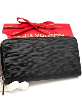 Louis Vuitton Logo Wallet Epi Zippy Black